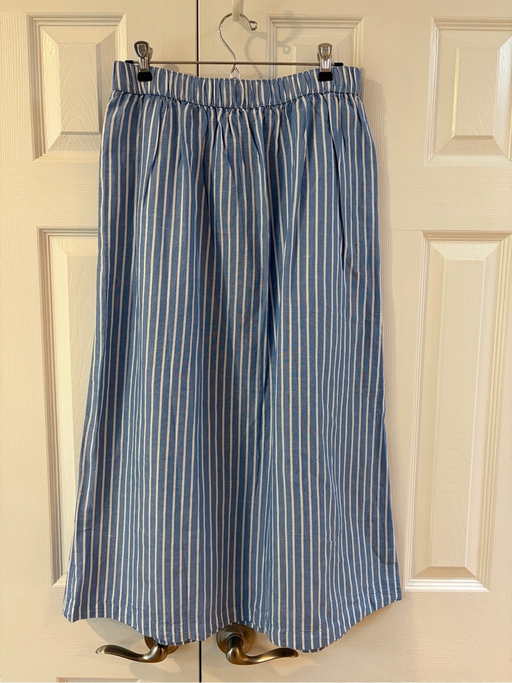 Pact Blue and White Canopy Linen/Cotton Blend Wrap Maxi Skirt Size M - Picture 5 of 10
